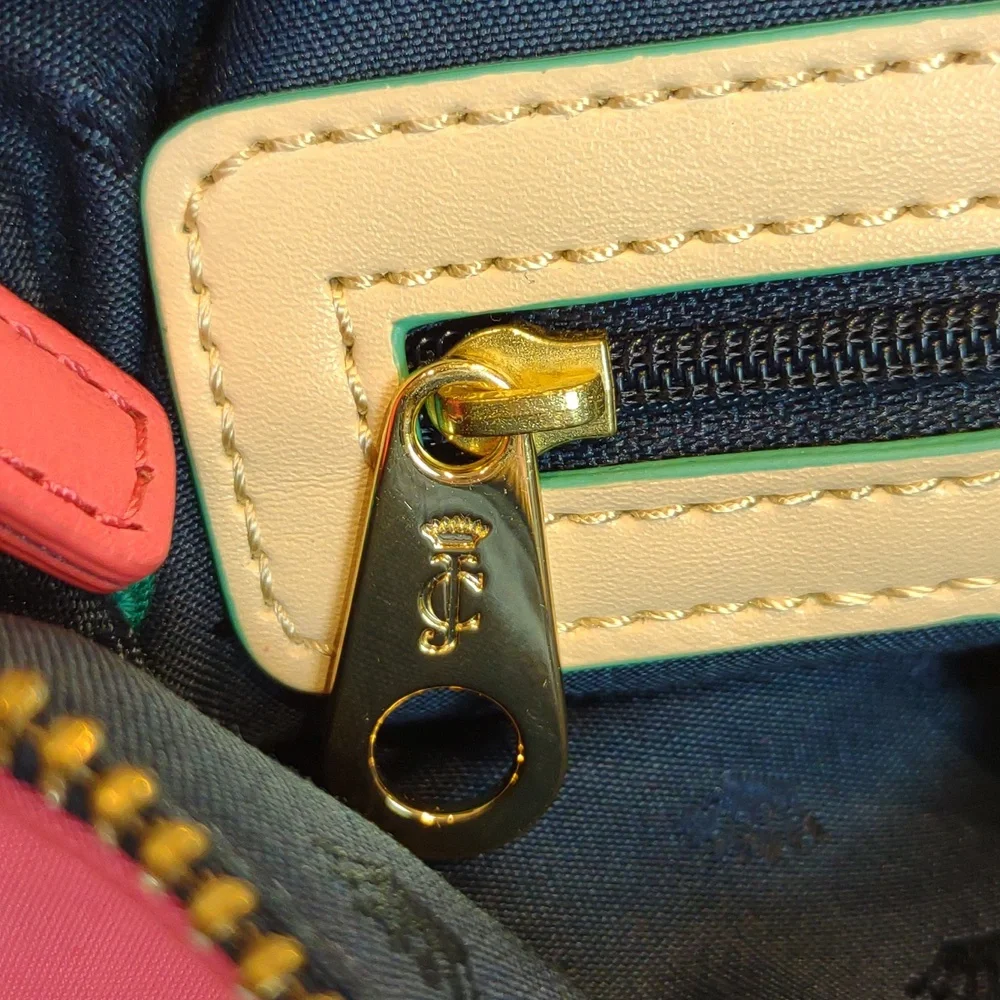Juicy Couture Louisa Hot Pink Everyday Nylon Crossbody Bag Tassel Gold Chain